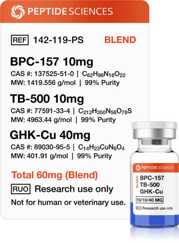 BPC-157, TB-500, GHK-Cu 60mg (Glow Blend)